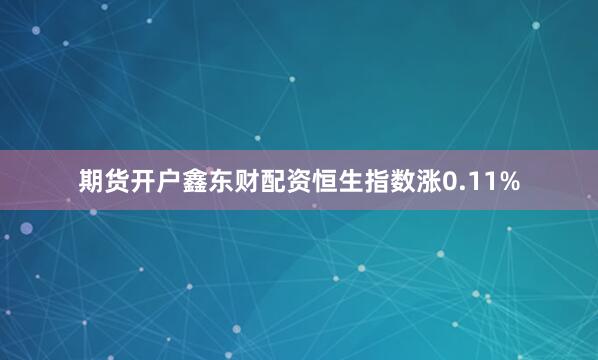期货开户鑫东财配资恒生指数涨0.11%